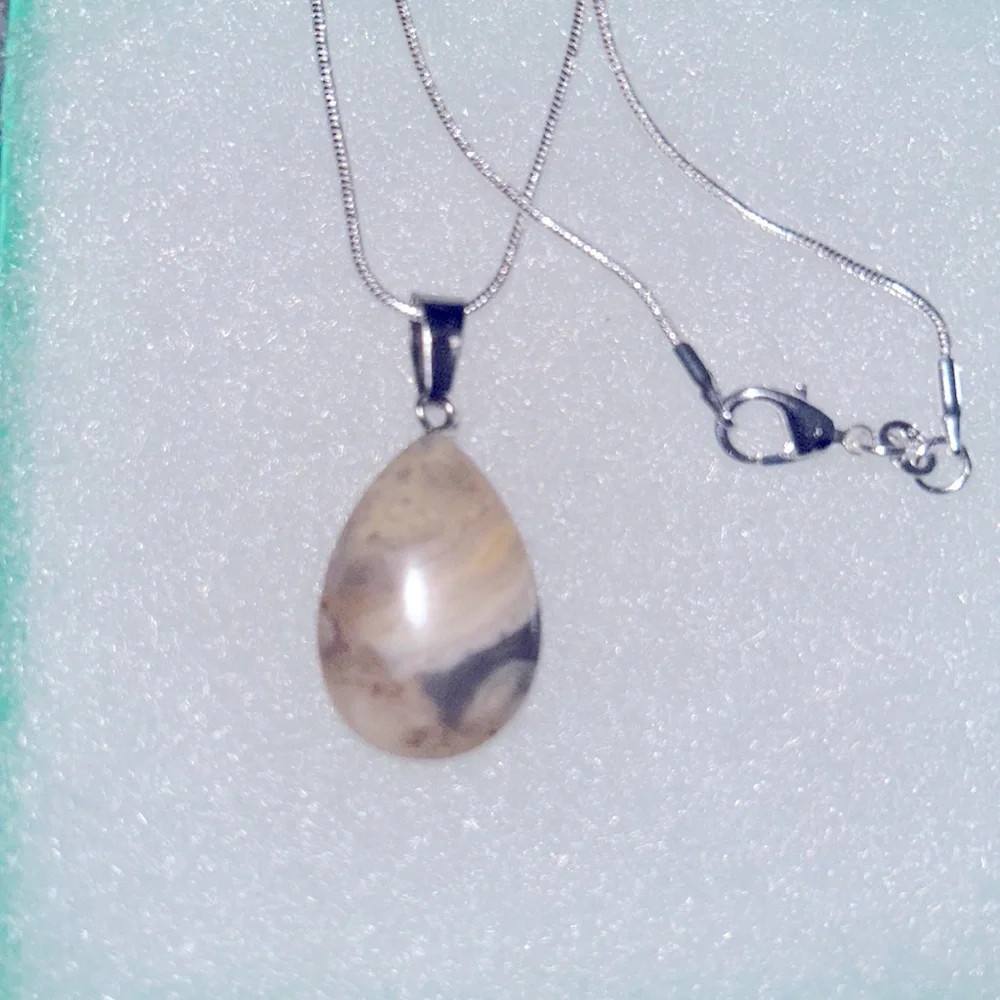 Boho hippie Agate Sterling Silver 16” Necklace